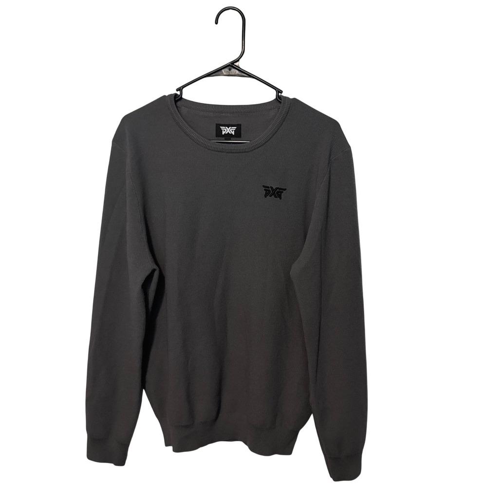 PXG Crewneck Sweater Mens Large Gray Embroidered Logo Knit Parsons Xtreme Golf